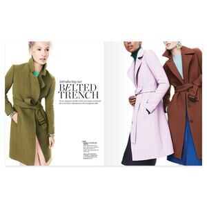 J.Crew Black Wool Blend Double Cloth Belted Trench‎ Coat Size 4 Style E4733